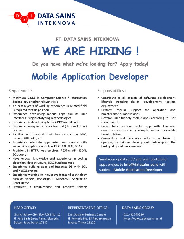 lowongan mobile developer